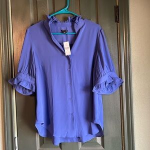 Ann Taylor Royal Blue Ruffle Sleeve Blouse